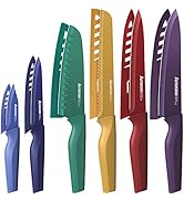 Astercook Knife Set, 12 Pcs Color-Coded Kitchen Knives Set, 6 Color Anti-Rust Coating Stainless S...