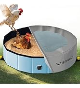 Chicken Dust Bath Tub - 32"D &amp; 8"H Foldable Chicken Coop Accessories to Mix Sand Chilli DE Or Lim...