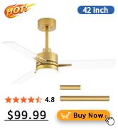 42&amp;#39;&amp;#39; Ceiling Fan with Lights and Remote, Low Profile Modern Ceiling Fan Gold Transparent, ...