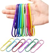 CasaVibe 50 Pack 4 Inches Jumbo Paper Clips, Vinyl Coated Multicolored Extra Large Mega Paperclip...