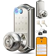 Veise VE018 Smart Knob Handle Lock - Fingerprint, App Control, Keyless Entry for Front Door and B...