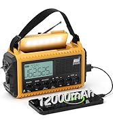 Emergency Radio12000mAh, Weather Radio 6 Ways Powered, Solar Hand Crank Radio Flashlight Cell Pho...