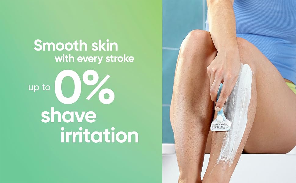 Woman shaving legs with Venus Extra Smooth for smooth skin with every stroke.