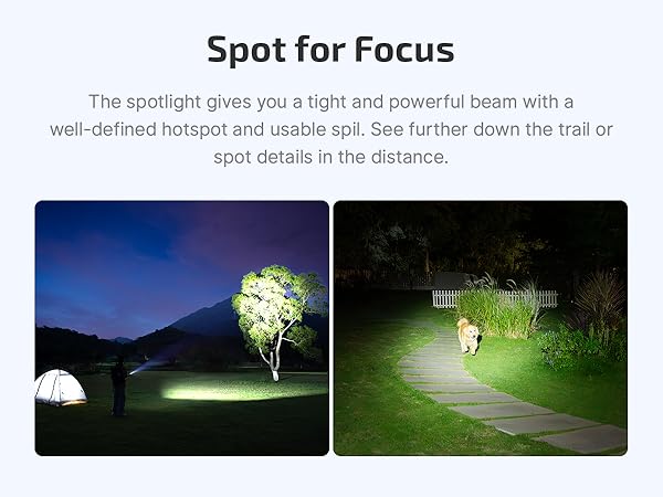 The spotlight has five levels and works for hiking, outdoor, and emergencies