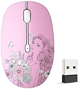 FMOUSE Cute Wireless Mouse, Silent Dual Mode Bluetooth Mice for Laptop, iPad, Comupter, Tablet wi...
