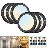 Black Wireless Rechargeable Ceiling Light - Motion Sensor Night Light Indoor with Remote, Battery...