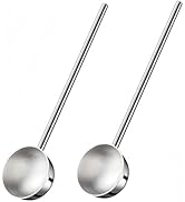 Hvanam Small Soup Ladle SUS304 Stainless Steel Metal Deep Spoon With Pour Spout 2 oz Long Handle ...