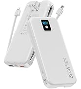 Portable Charger, 12000mAh 22.5W Fast Charging Power Bank with Built-in Cables & Wall Plug, Trave...