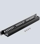 VCELINK 1U Server Rack Cable Management 24-Slot, 19" Carbon Steel Horizontal Network Cable Manage...