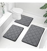 OLANLY Memory Foam Bath Mat Set of 3 Piece, Bathroom Rugs and Toilet Rug U-Shaped, Soft Thick Com...