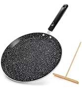 WRINGKIT 10 Inch Nonstick Crepe Pan with Spreader, Flat Skillet Tortilla Pan with Granite Coating...