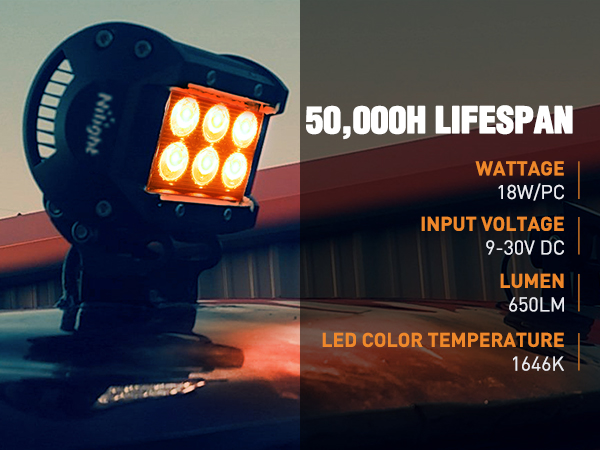 2PCS 18W Off Road Lights Work Light Bar for Truck ATV UTV RV Pick-up Van Boat Tractor