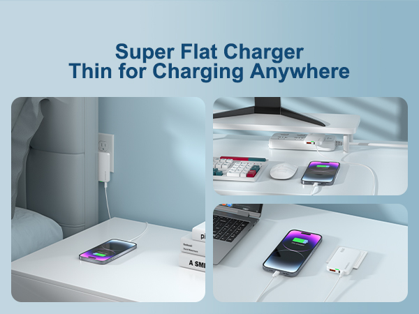 Flat USB charger, thin for anywhere