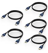 4K HDMI Cables 3FT 5-Pack, HDMI Cord 3 Foot High Speed HDMI to HDMI Cable 2.0(4K@60Hz, 2K@144Hz, ...