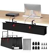 Under Desk Cable Management Tray - 36" Cord Organizer for Desk No Drill, Fabric Under Table Wire ...