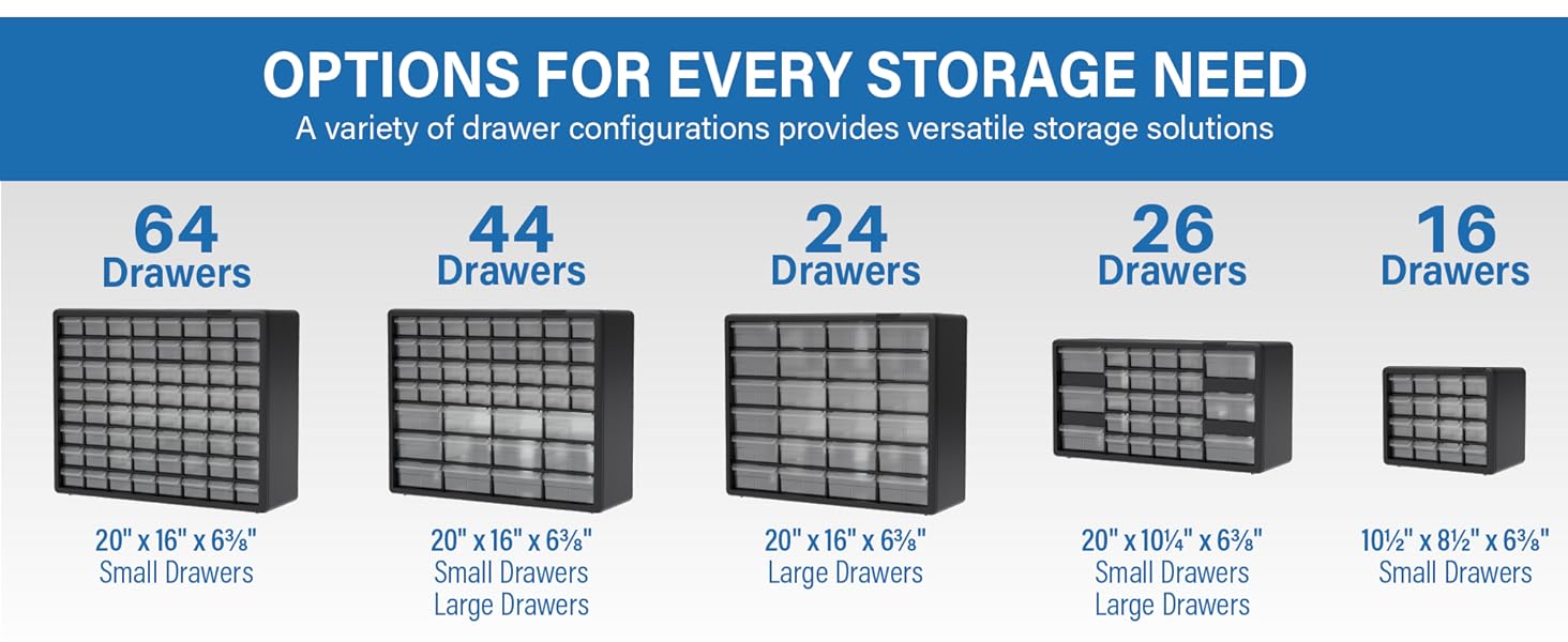 Available in 64, 44, 26, 24 or 16 drawer models.