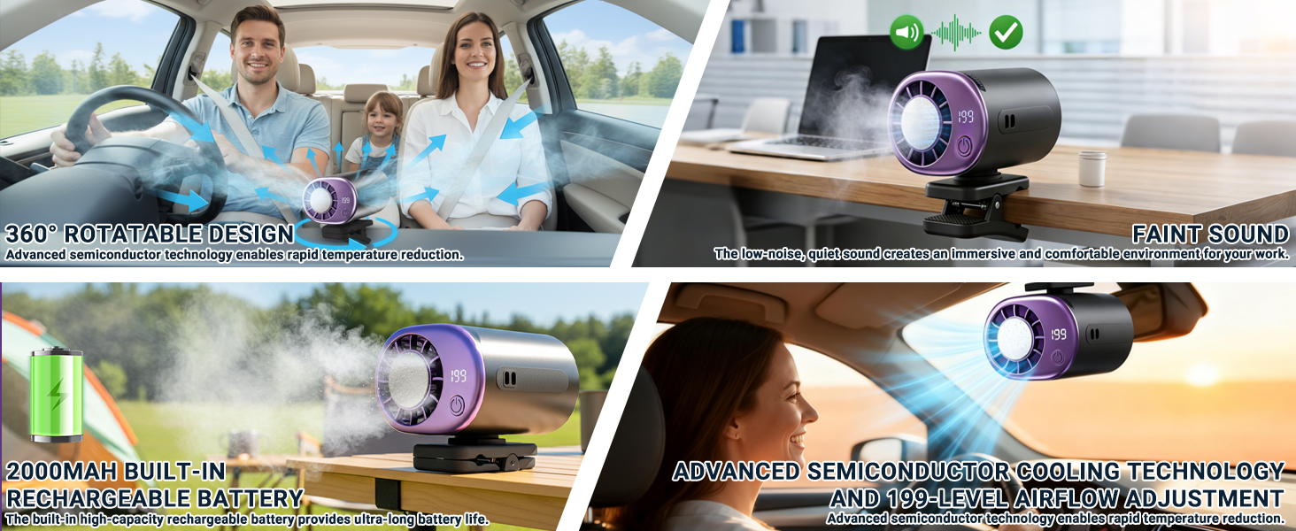 2026 Mini Portable Car Clip on Air Conditioner Fan