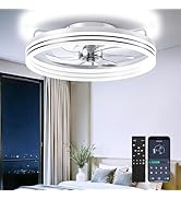 AIKVSXER 20" Flush Mount Ceiling Fan with Light, 6 Speeds, 3000-6500K Dimmable LED, App &amp; Remote ...