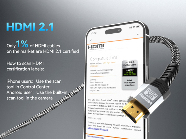 hdmi 2.1 certified high quality