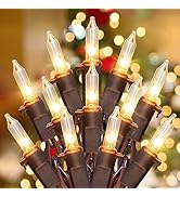 YOUNGAR 13FT 50 Clear Christmas Lights Outdoor, Approved Christmas Tree Lights with Brown Wire, I...