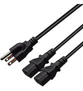 Strhowill Computer Power Splitter Cord,Monitor Power Cord,NEMA 5-15P to IEC320 2X C13 Y-Power Cab...