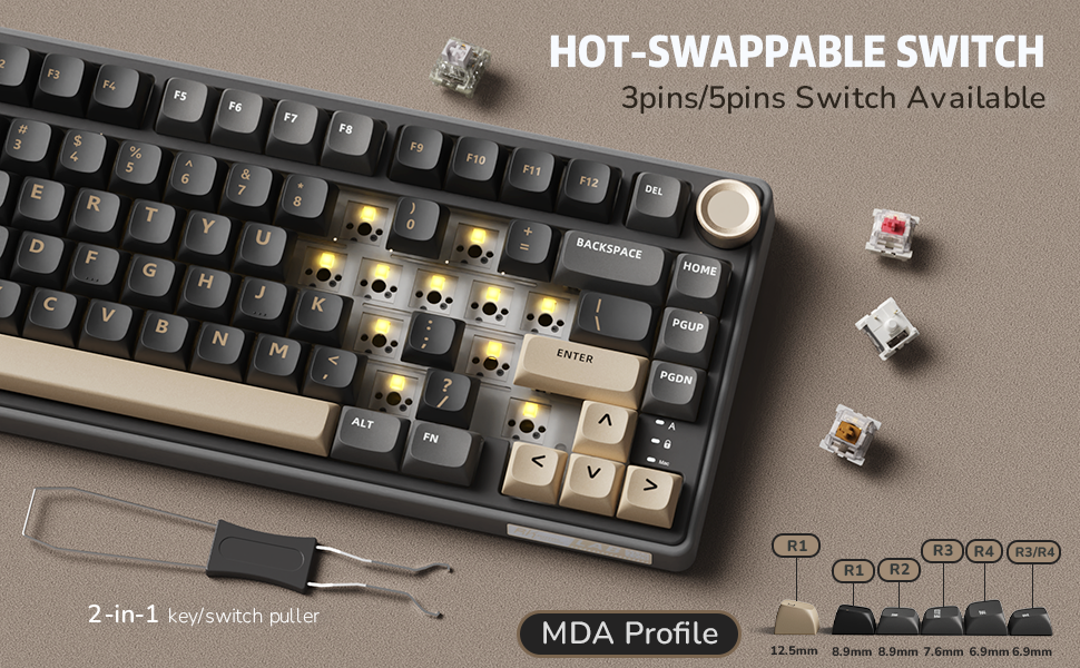 RGB Backlit 75% Compact Mechanical Gaming Keyboard