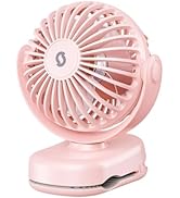SWEETFULL Portable Clip on Fan - Mini Rechargeable Personal Fan with Strong Clamp, 3 Speeds, 11Hr...