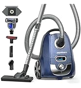 Aspiron Canister Vacuum, 1600W/40KPA Canister Bagged Vacuum, 4QT Dust Bag, H13 HEPA Filter, 5 Too...