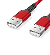 Red and black USB cables or charging cords shown from different angles, featuring USB connector ends and cable detail shots.
