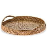 KOUBOO La Jolla Serving Tray, Brown Tray, Rattan Serving Tray, Serving Tray with Handles, Hosting...