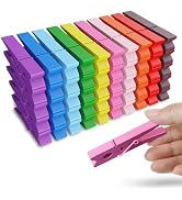 50PCS Colored Wooden Clothespins, 2.9inch 10 Color Clothes Pins for Clip Pictures Photos Decorati...