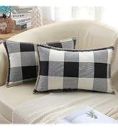 decorUhome Farmhouse Buffalo Plaid Check Throw Pillow Covers 12x20 Set of 2, Outdoor Lumbar Decor...