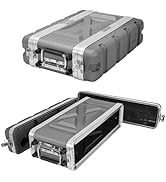 2U ABS Rack Case Shallow 8" Depth, 19" Rackmount Flight Road Travel Case, Waterproof Protective H...