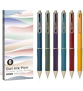 Taja Gel Pens, 6 Pcs Quick Dry Black Gel Ink Pens, 0.5mm Fine Point Smooth Writing Pens for Journ...