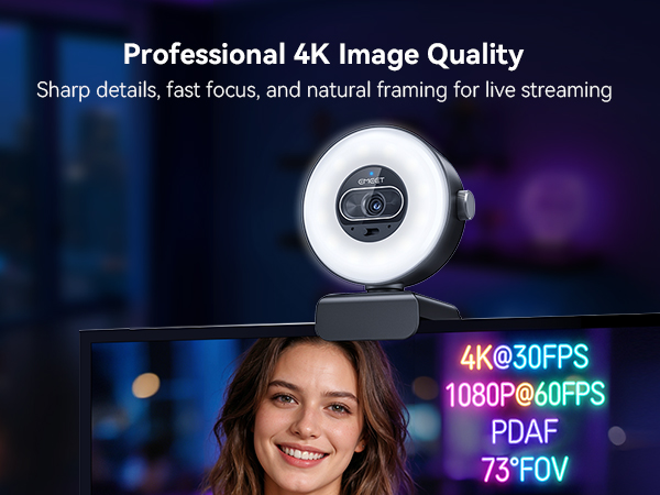 Sensor–Driven Professional 4K Imaging – EMEET S600L webcam for PC