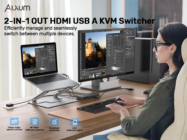 alxum 2 in 1 out kvm switch
