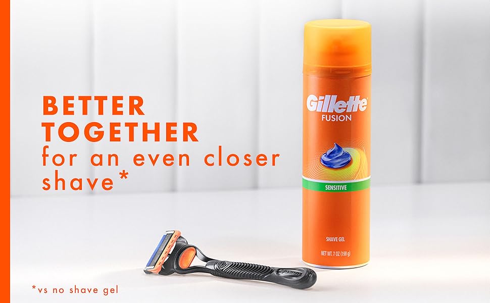 Gillette Fusion5 razor and Gillette Fusion sensitive shave gel better together shave