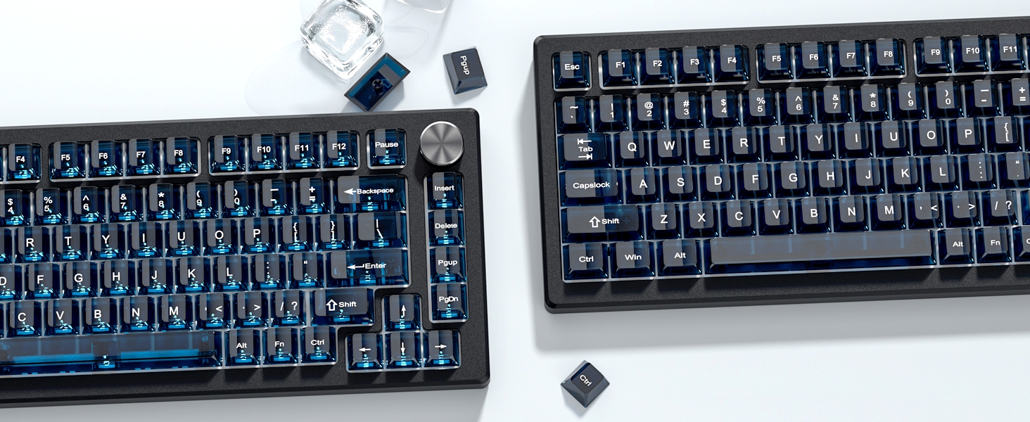 Dark Blue Clear Keyboard keycaps,Transparent keycaps,Crystal Jelly Key Cap Set,Shine Through Key cap