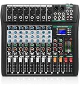 XTUGA 8 Channel Audio Mixer for PC DJ Mixer Sound Mixer Built-in Digital Effect Studio Mixer with...