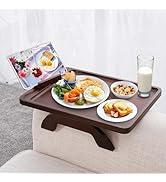 SINWANT Couch Armrest Table, Large Bamboo Couch Arm Table 360° Phone Holder,Foldable Sofa Arm Tra...