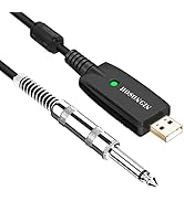 HOSONGIN USB Guitar Cable - USB Interface Male to 6.35mm 1/4" TS Mono Electric Guitar Converter C...