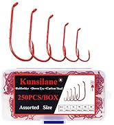 Kunsilane 250/300PCS Baitholder Hooks with Barbed Offset Fly Hooks Long Shank Round Bend Down Eye...