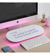 TSJ OFFICE Glass Desktop Whiteboard - 17 X 7 Inches Small Dry Erase Board with Pink Light, Glass ...