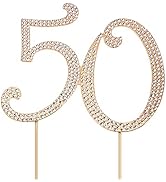 Toddmomy 50 Gold 50th Anniversary Bling Rhinestone 50th Birthday Crystal Cake Decoration