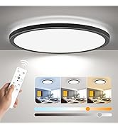 BLNAN LED Flush Mount Ceiling Light with Remote Control, 12 Inch 24W Dimmable Low Profile Hardwir...