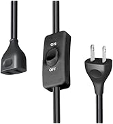 Black Extension Cord with Switch On/Off, 2 Prong Grounded Plug, 6FT Indoor Power Cord, Insulated ...