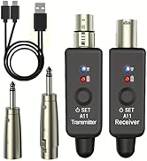 INGPARTNER A11 Wireless Microphone Transmitter Receiver 4 Channels Plug-on XLR Mic Adapter Wirele...