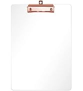 Moocci Thick Acrylic Clear Clipboards Cute Transparent Letter Size Clipboard with Rose Gold Stron...