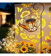 ZNYCYE Solar Watering Can Lights, Sunflower Decorative Hanging Lantern Solar Lights Outdoor Water...