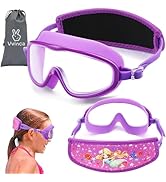 Vvinca Kids Swim Goggles for Age 2-8, Toddler-Goggles with Fabric Strap No Leak Pain-Free, Anti-F...